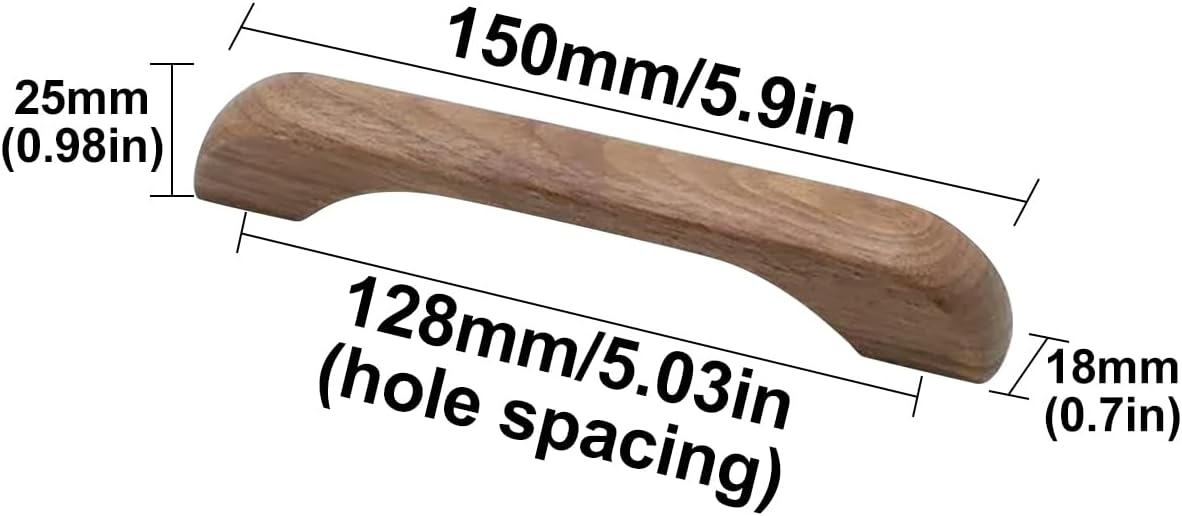 Furniture handles - Kitchen handles - Door handles - Cabinet handles - Drawer knobs - Furniture fittings - Kitchen fittings - Handles - Walnut - Wood - Wooden - Kitchen renovation - Modern - Black walnut - Bridge shape - Pitch 128mm - Walnut - Set of 4