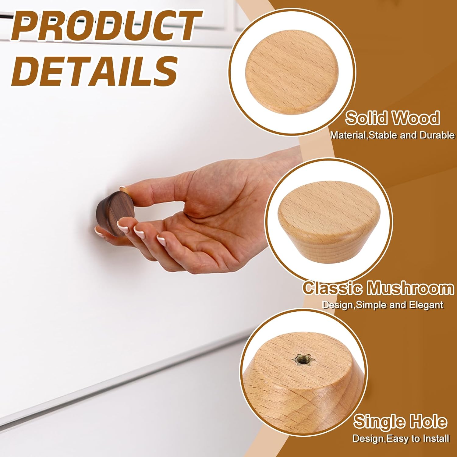 Furniture knobs - Drawer knobs - Cabinet knobs - Furniture handles - Kitchen handles - Door handles - Cabinet handles - Furniture fittings - Kitchen fittings - Handles - Beech wood - Wood - Wooden - Scandinavian - Round - Design - Natural - Beech - Set of