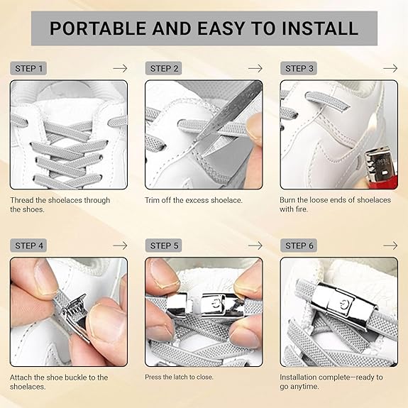 Elastic laces - Speed laces - No tie laces - Running laces - Elastic shoelaces - Lazy laces - Sports laces - Sneakers laces - No tying - Stretchable laces - Universal laces - White Black Gray - 3 Pairs