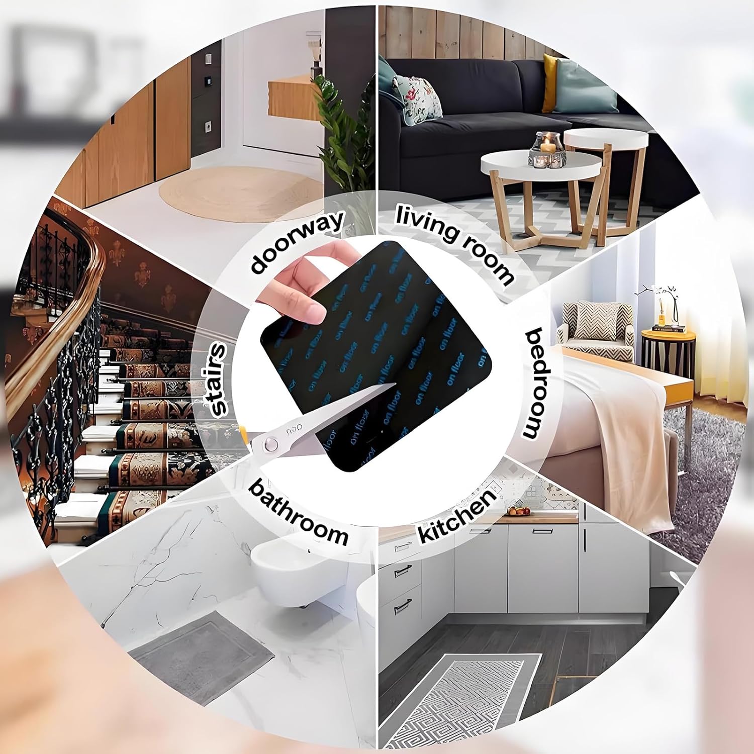 Carpet stoppers - Anti-slip mat - Rug grippers - Rug stopper - Anti-slip stickers - Rug fixer - Sofa cover stopper - Carpet undermat - Stair mat stopper - Self-adhesive - XL Grippers - Black - 8 Pieces