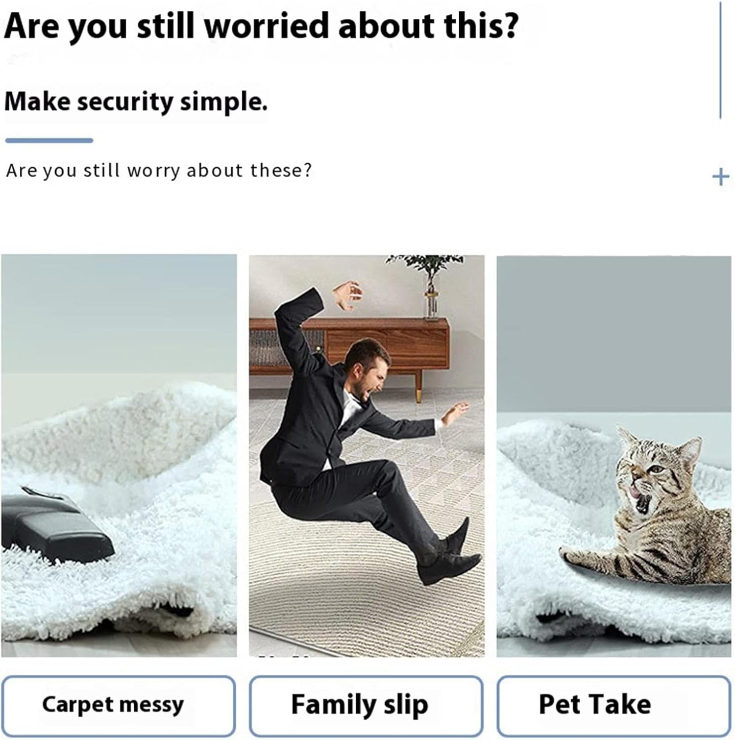 Carpet stoppers - Anti-slip mat - Rug grippers - Rug stopper - Anti-slip stickers - Rug fixer - Sofa cover stopper - Ultra-thin stopper - Carpet undermat - Discreet - Sofa stopper - Black - 4 Pieces