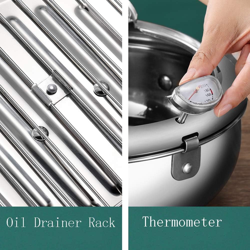 Deep fryer - Tempura pan - 20 cm - Stainless steel pan - Kitchen accessories - Japanese deep fryer - Induction deep fryer - Deep fryer - Cooking pot - Stainless steel pan - Small deep fryer - Kitchen utensils - Household - Silver - 1 piece