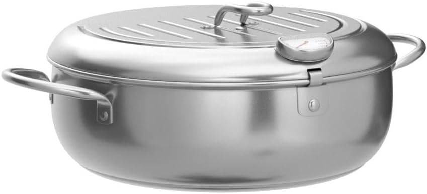 Deep fryer - Tempura pan - 20 cm - Stainless steel pan - Kitchen accessories - Japanese deep fryer - Induction deep fryer - Deep fryer - Cooking pot - Stainless steel pan - Small deep fryer - Kitchen utensils - Household - Silver - 1 piece