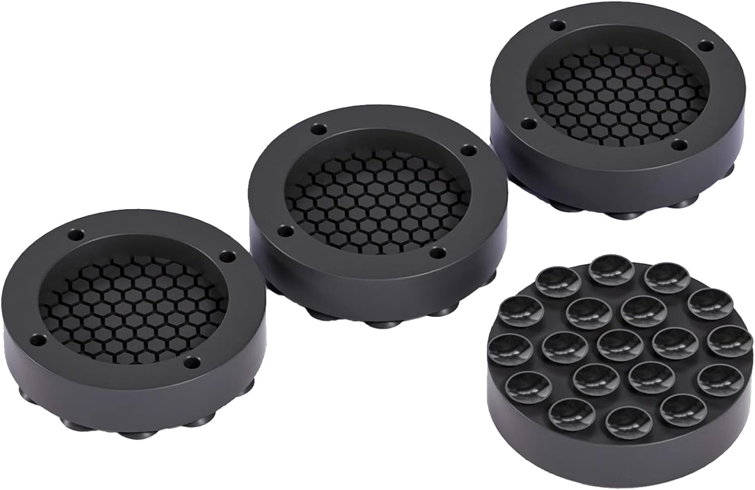 Washing machine vibration dampers - Washing machine feet - Anti-vibration pads - Appliance accessories - Sound dampener - Washing machine riser - Anti-slip mat - Dryer accessories - Vibration damper - Floor protection - Washing machine damper - Black - 4