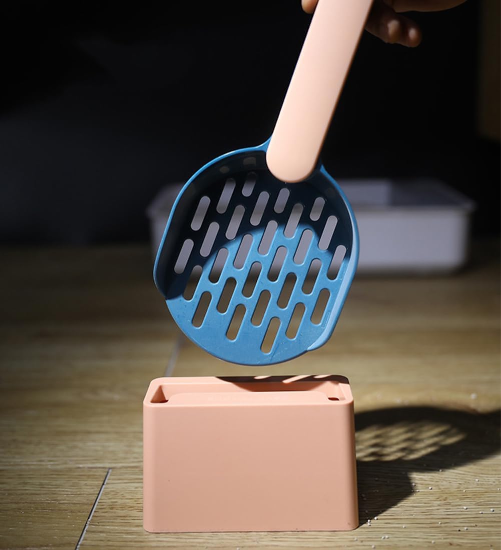 Cat Litter Scoop - Cat Litter Scoop - Cat Litter Scoop - Cat Litter Scoop - Cat Litter Accessories - Cat Litter Scoop with Holder - Cat Toilet Cleaning - Cat Litter Sieve - Cat Litter Scoop - Pet Supplies Cats - Sturdy Plastic Scoop - Blue - 1 Piece