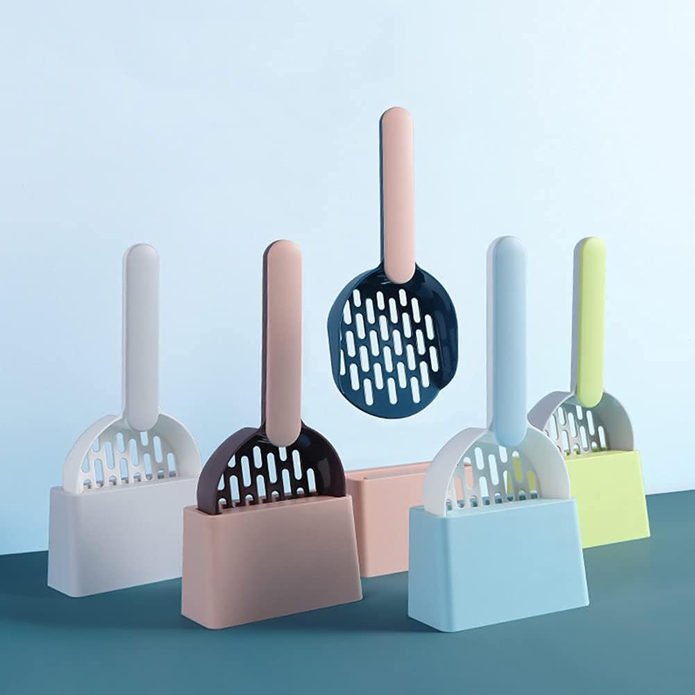 Cat Litter Scoop with Holder - Cat Litter Scoop - Cat Litter Sieve - Cat Litter Accessories - Cat Toilet Scoop - Feces Scoop - Pet Supplies - Cat Litter Care - Cat Litter Sieve Scoop - Dark Blue - 1 Piece
