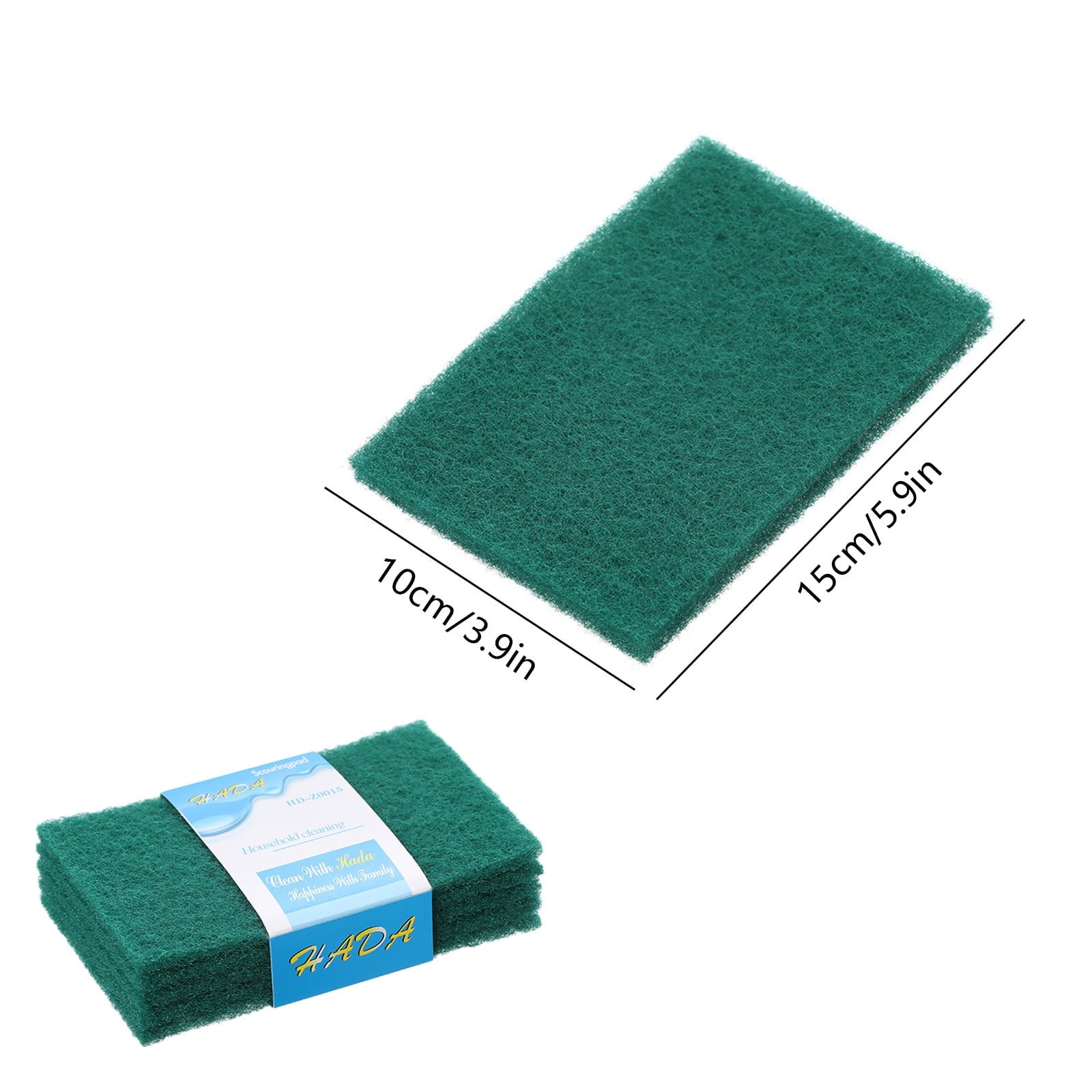 5 Pcs Scouring Pad, Dish Scrubber Scouring Pads, Green Reusable Household Scrub Pads, Double-sided Household Emery Sponge, for Dishes, Kitchen Scrubbers and Metal Grills Green