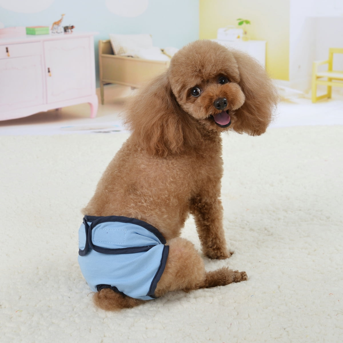 Comfortable Dog Underwear Dog Diapers Pants Male Female to Put On/Off Breathable Physiological Pants Reusable Sanitary Panties for Small to Large Dogs Pet (1pcs, Pink, XL) L Blue