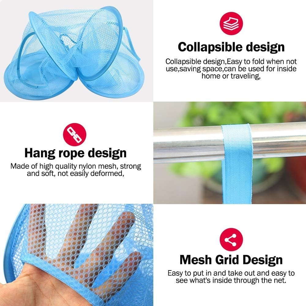 2 Pcs Hanging Mesh Stuffed Animal Storage Hammock Net, Foldable Toy Storage Organizer 3 Compartments Net for Stuffed Animals Corner for Boys, Girls, Gloves, Hats, Socks Pink-green