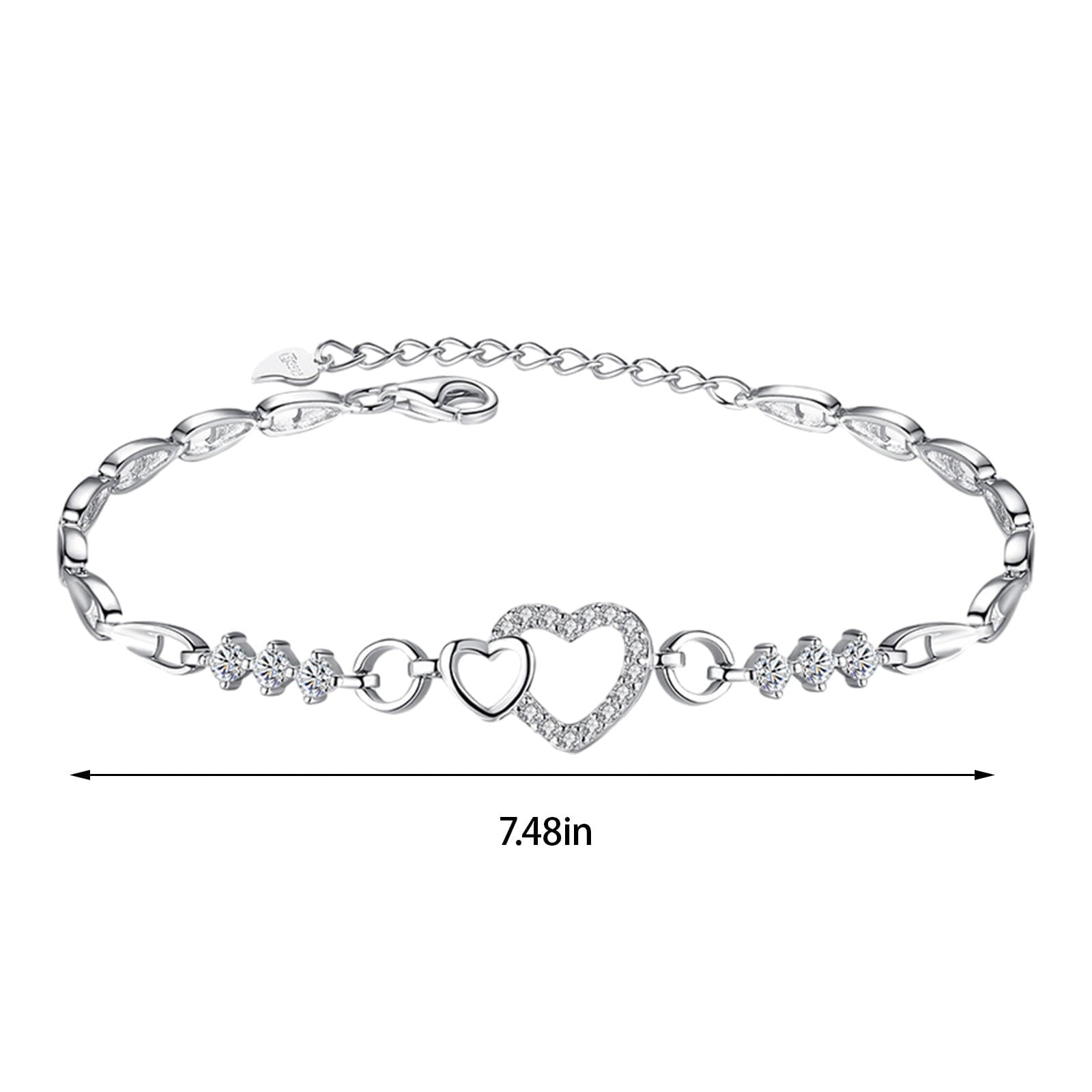 Chmadoxn Toddler Toys, Baby Toys Amethyst Plated 925 Bracelet Love Heart-shaped Hand Jewelry Female Zircon Heart To Heart Jewelry Toys for Kids, Birthday Gifts, First Birthday Gifts 2.3×2×0.8 in PP