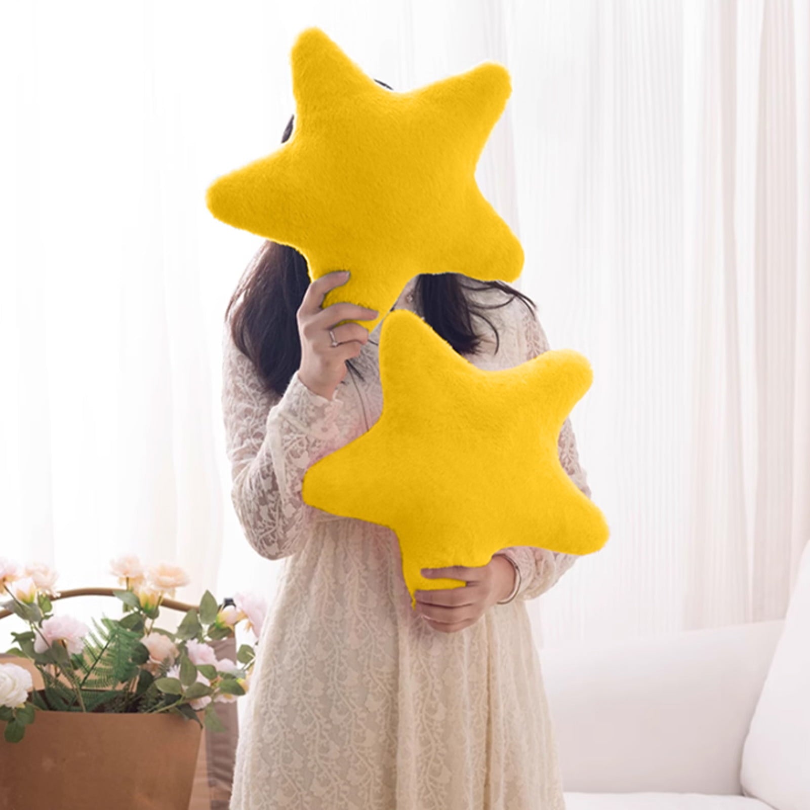 Chmadoxn Toddler Toys, Baby Toys Star Pillow Decorative Throw Pillows For Bed Couch Star Shaped Pillow Floor Cushions Room Decor Pillow With Soft Faux For Sofa Bedroom Toys for Kids, Birthday Gifts 13.7×13.7×1.2 in YE