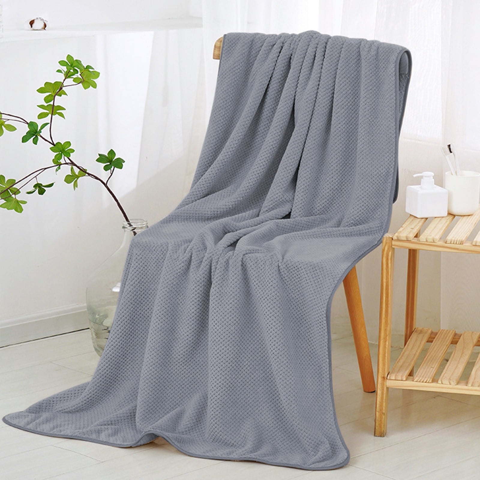 Chmadoxn Bath Towel, Oversize Bath Towel, 55×28 Inch Large Microfiber Bath Towels, Soft, Absorbent, and Quick Dry Towels for Bathroom, Pool, Beach, Swim, and Yoga, Large Bathroom Towels for Daily Use 13.4×30 in Gray