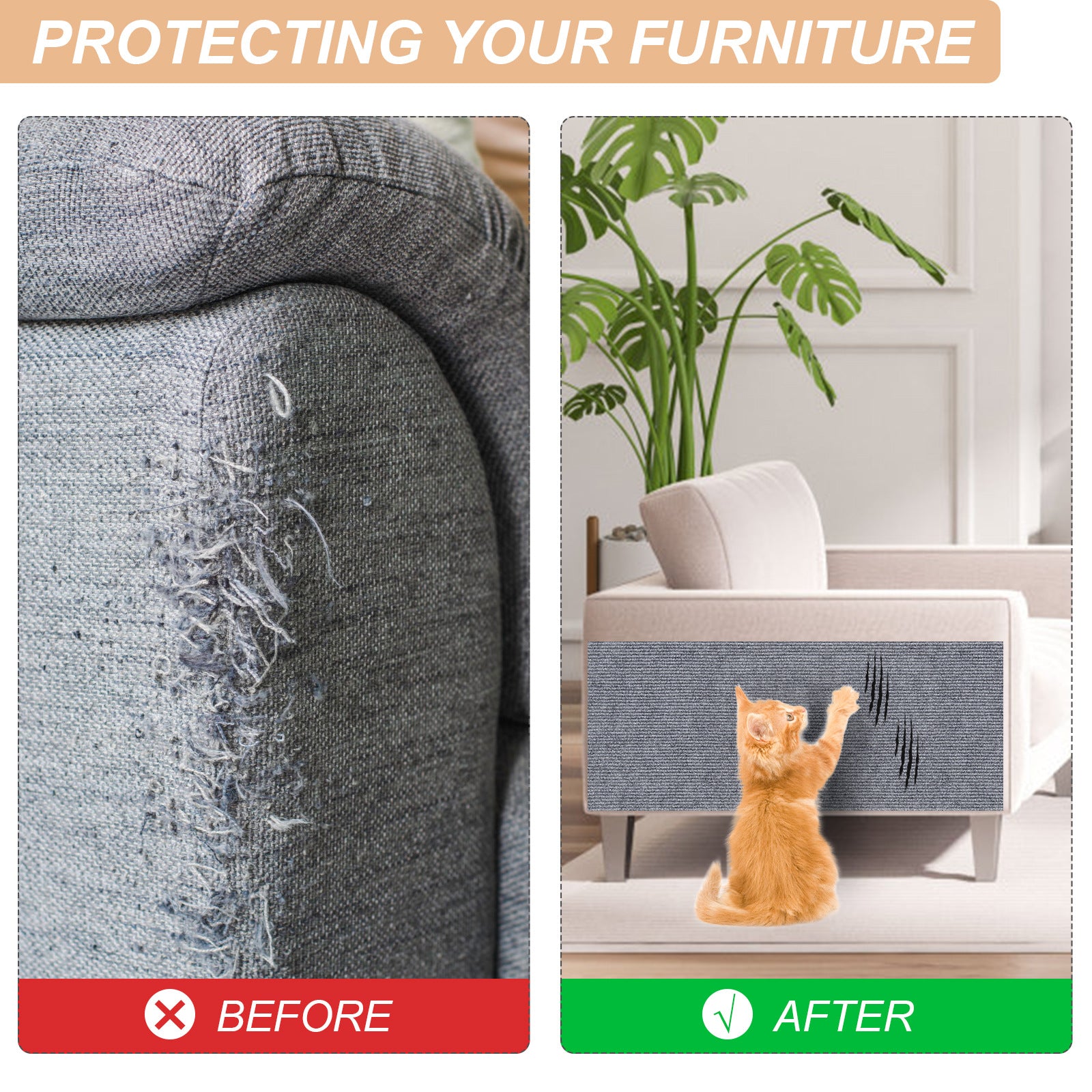 Beige Cat Scratcher - Durable Cardboard Scratching Pad for Cats