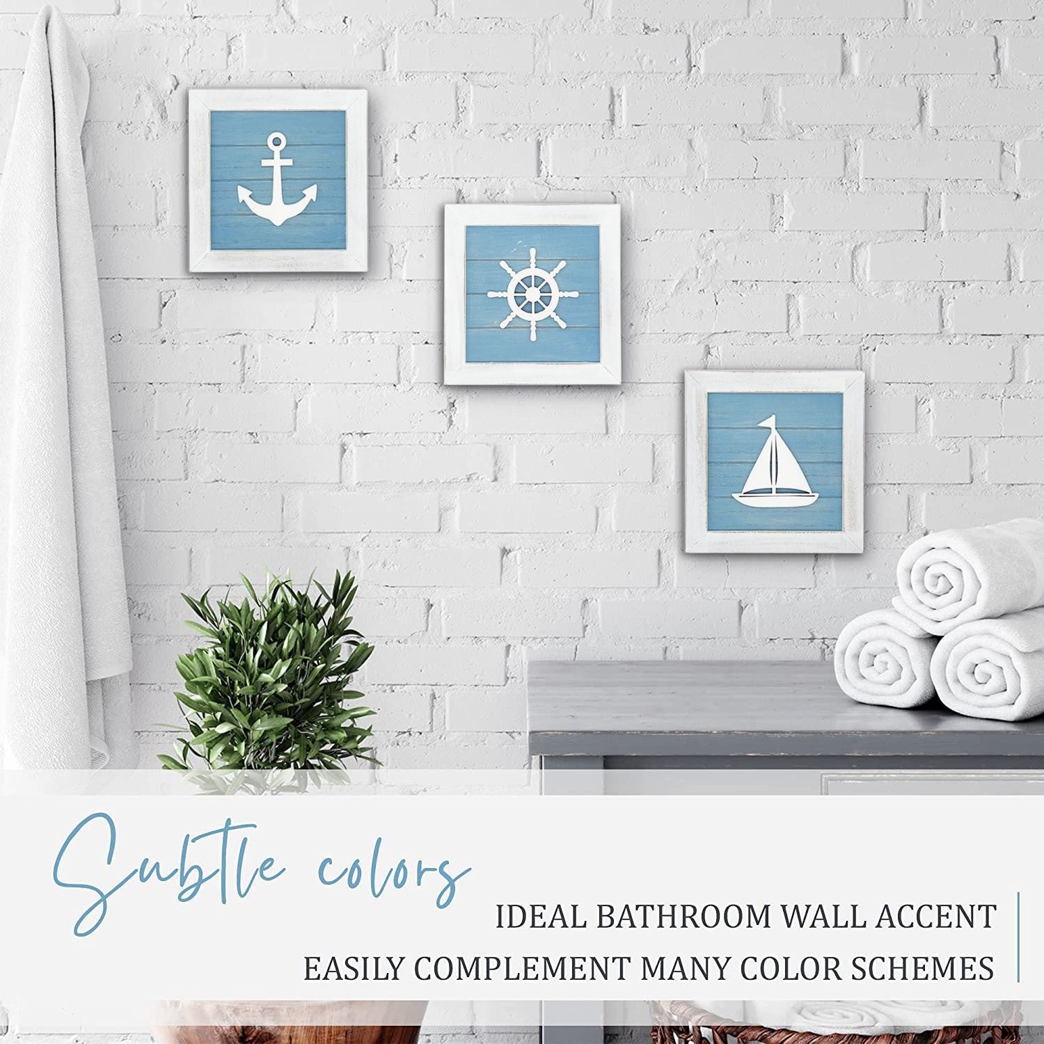 Nautical Theme Bathroom Sign - Decorative Hanging Plaque for Bathroom