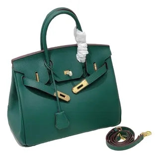 2025 - Euro-american Elegant Lychee Leather Shoulder Bag- Birkin 25-dark green