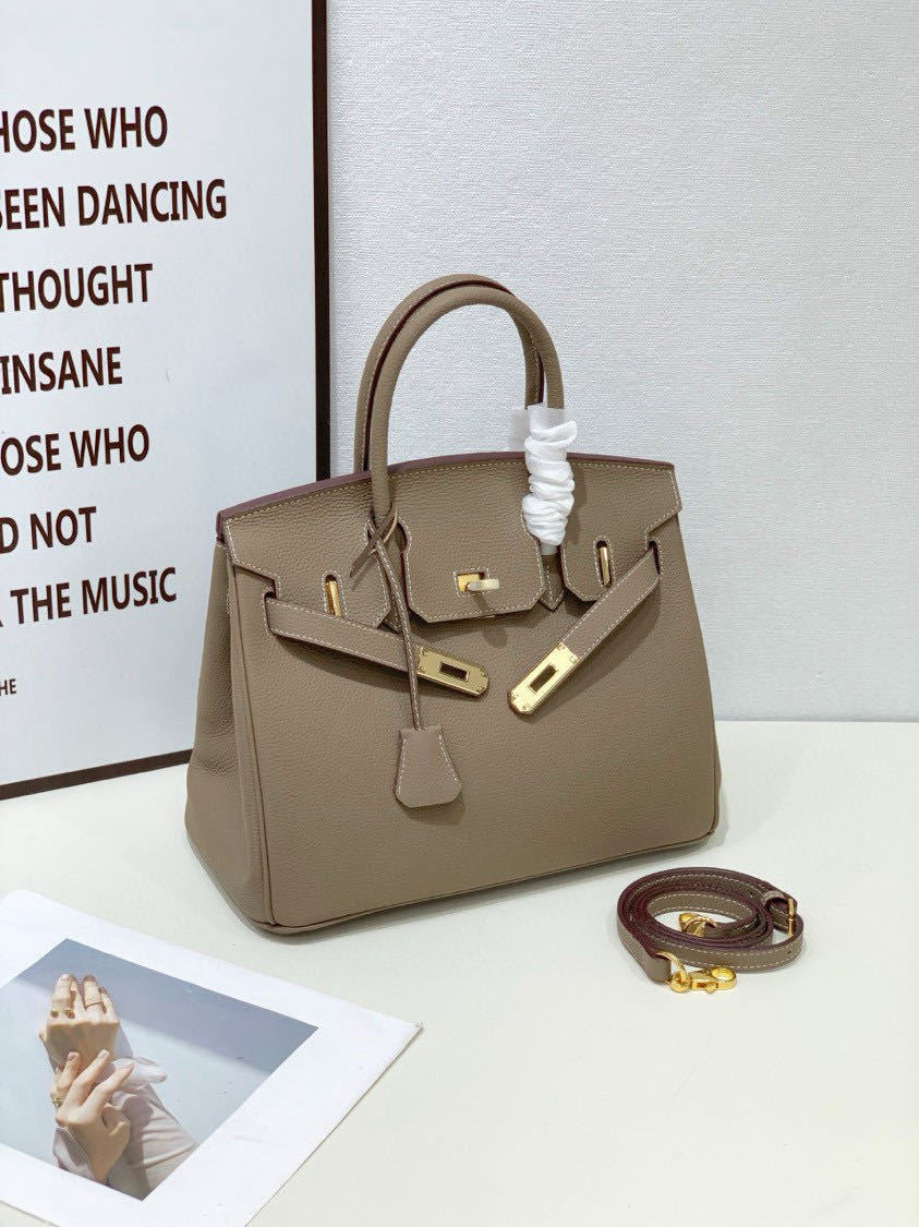 2025- Euro-american Elegant Crocodile Leather Handbag Bag - Birkin 35,elephant gray,palladium Hardware