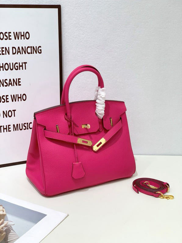 2025- Euro-american Elegant Crocodile Leather Handbag Bag - Birkin 25,rose red ,palladium Hardware