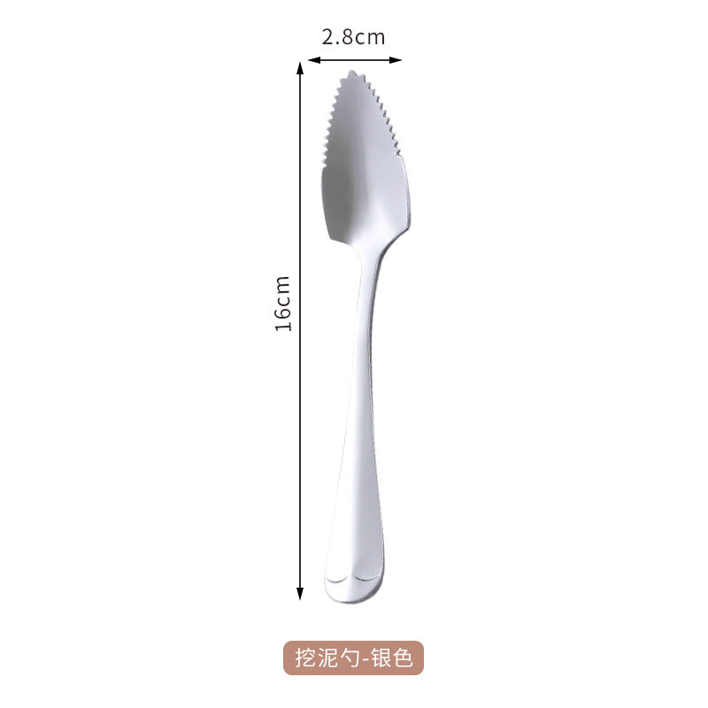 4 pieces stainless steel scraper spoons, children's complementary food spoons, baby fruit puree scraper spoons for dredging