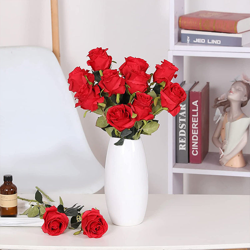 15 pieces of rose artificial flower home wedding Valentine's Day gift rose (red)