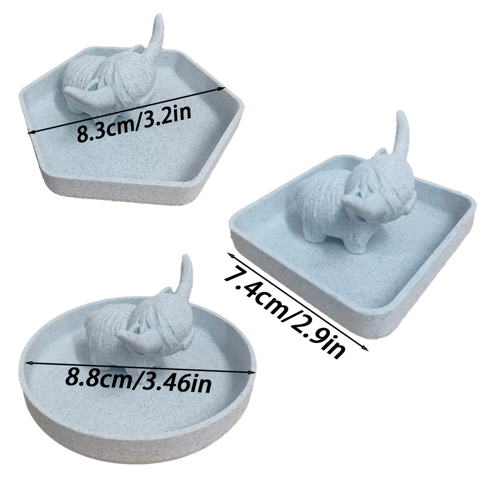 Highland Cow Ring Holder with Circular Dish Scottish Cow Statue Wedding Engagement Holder Calf Jewelry Organizer Stand