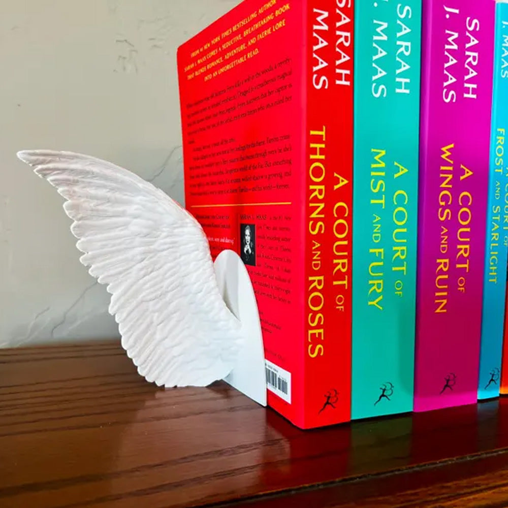 Angel Wings Bookends – 3D Printed Book Holder, Fantasy & Gothic Bookshelf Decor, Fae-Inspired Gift for Book Lovers