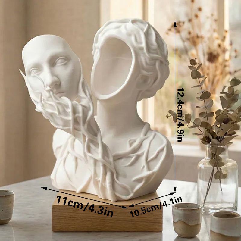 A 3D-printed vase shaped like a goddess of nature. Let go of pretense. Stay in nature.