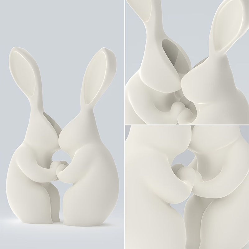 3D printed Easter bunny vase, ceramic-look plastic vase. White.