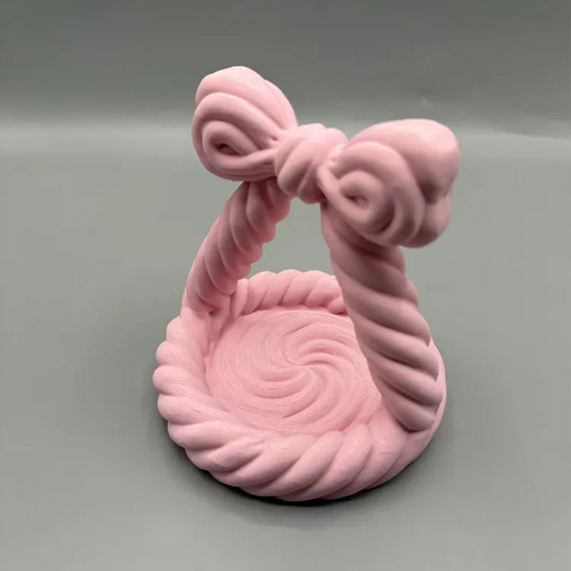 3D Printed Charming Bow Jewelry Tray - Twisted Hemp Rope Storage Tray,
pink
