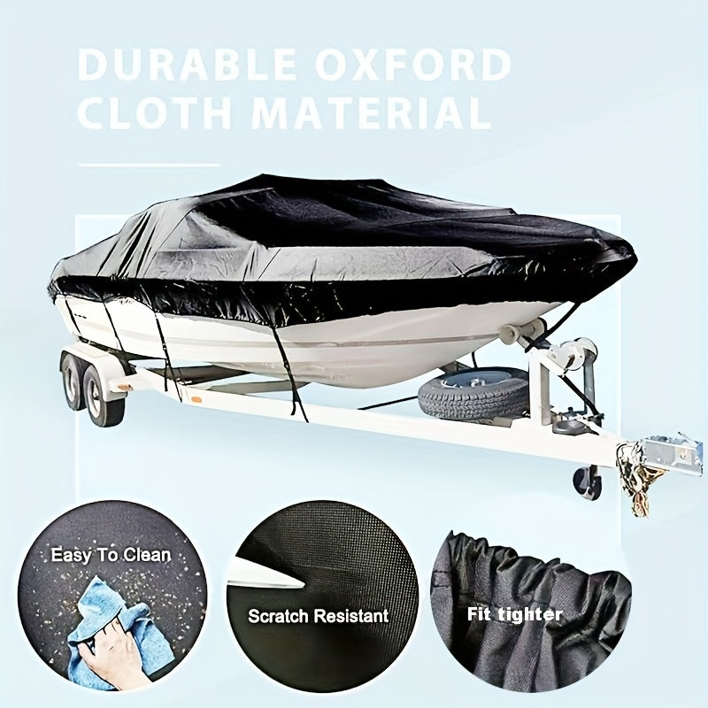 Trailerable Boat Cover – Heavy Duty Waterproof Tarp with Storage Bag, Designed for V-Hull, Fish & Ski, Runabout, Bass & Fishing Boats,11-13FTSilver