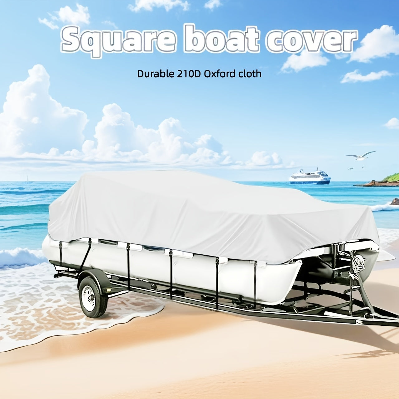 Trailerable Boat Cover – Heavy Duty Waterproof Tarp with Storage Bag, Designed for V-Hull, Fish & Ski, Runabout, Bass & Fishing Boats,21-24FTSilver