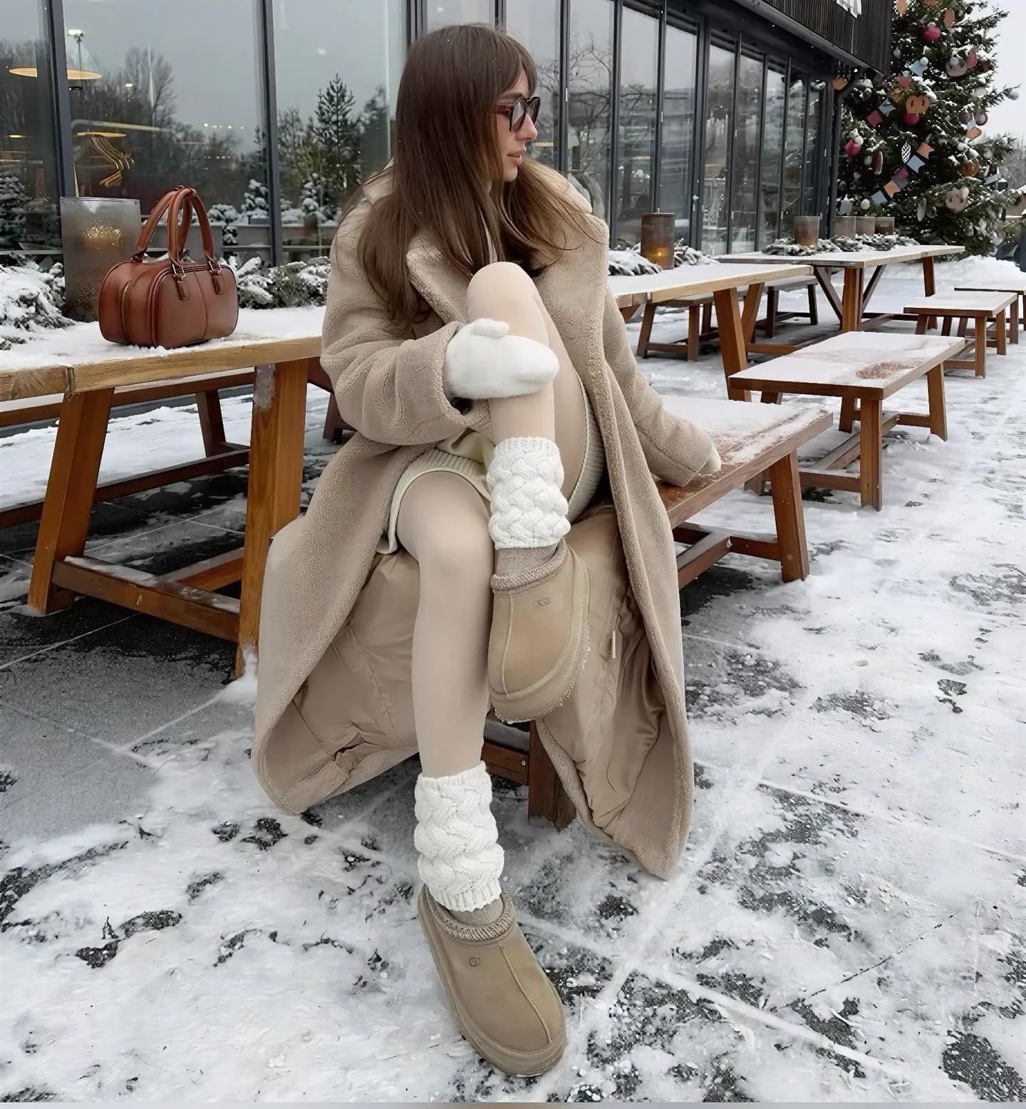 Women Lyocell High Waist Thermal Long Johns, Fleece Lined Slim Fit Base Layer Pants, Stretchy Warm Inner Thermal Leggings for Autumn Winter