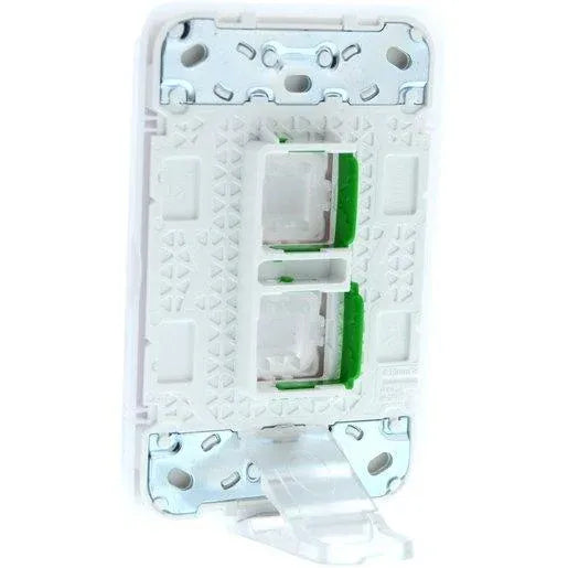 Clipsal Iconic Switch Grid Plate & Skin Flush Mount 2 Gang Horizontal/Vertical Vivid White | 3042VHVW