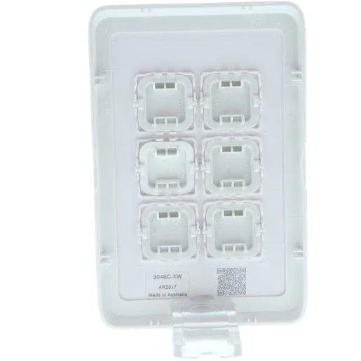 Clipsal Switch Cover Skin Flush Mount Standard 6 Gang w/Solid Edge Horizontal/Vertical Extra Vivid White | 3046C-XW