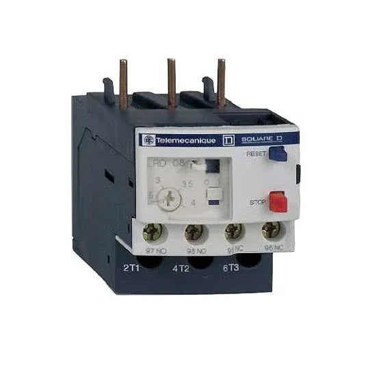 Schneider Thermal Overload Relay DIN Rail/Plate Mount 3 Pole 4-6A 690V 1NO-1NC Class 10A Blue Pushbutton IP20 | LRD-10