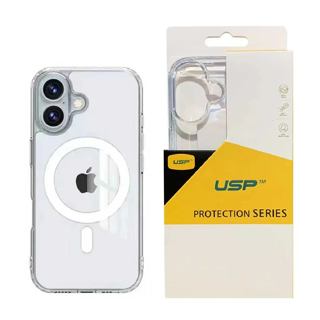USP Apple iPhone 16 Plus (6.7') Clear Rock Shockproof Case with MagSafe - Ultra-thin, Lightweight, Non-slip, Crystal Clear, 10 Years Warranty