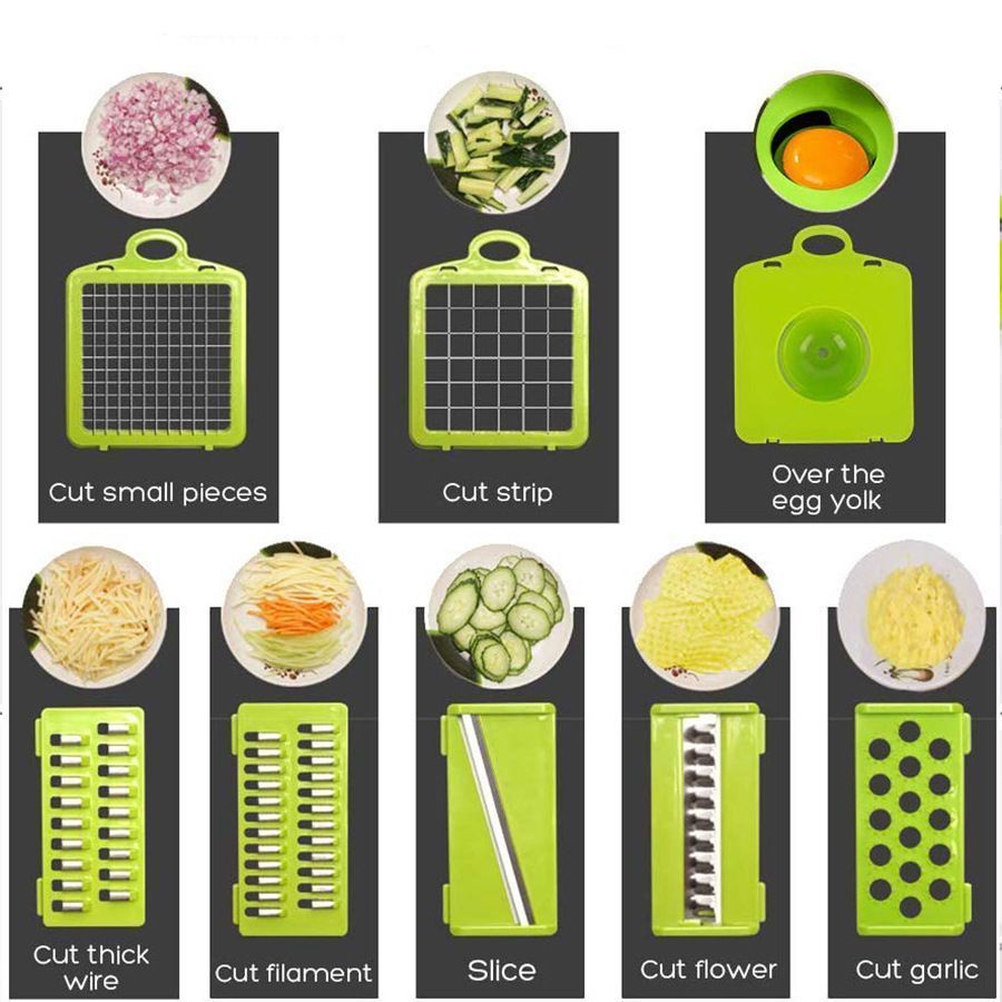 14-in-1 Vegetable Chopper (11 Blades+Spoon-shaped Tool)