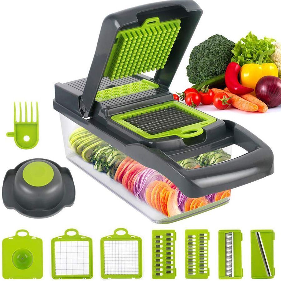 16-in-1 Vegetable Chopper (11 Blades+Square Tool)