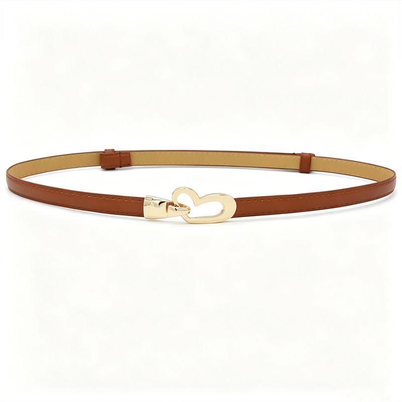 2-Pack Black Adjustable Skinny Belt with Heart Buckle
