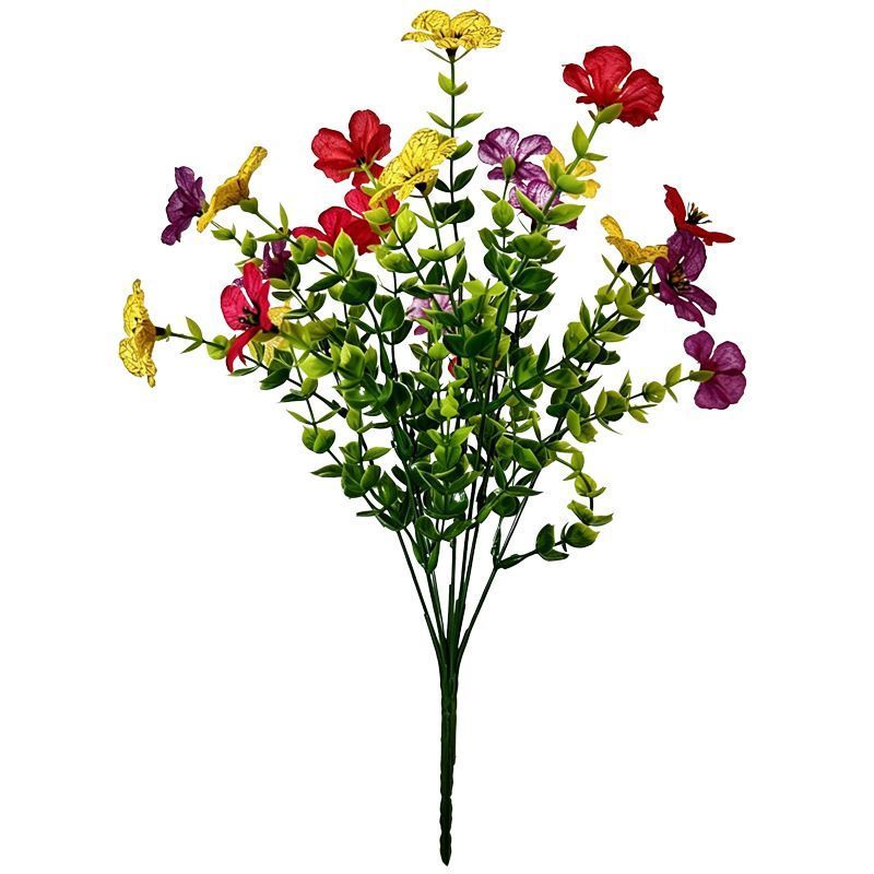 7 Heads 35 Mesh Eucalyptus Violet Yellow 21 Bunches
