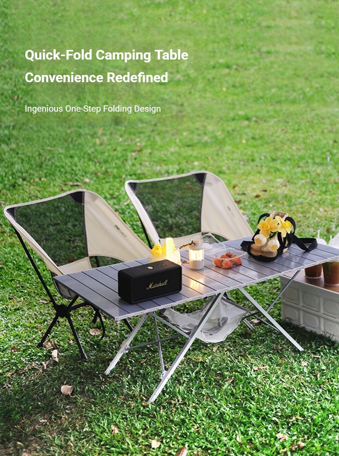black Canopy Version-Canopy+Folding Table+2 Moon Chairs