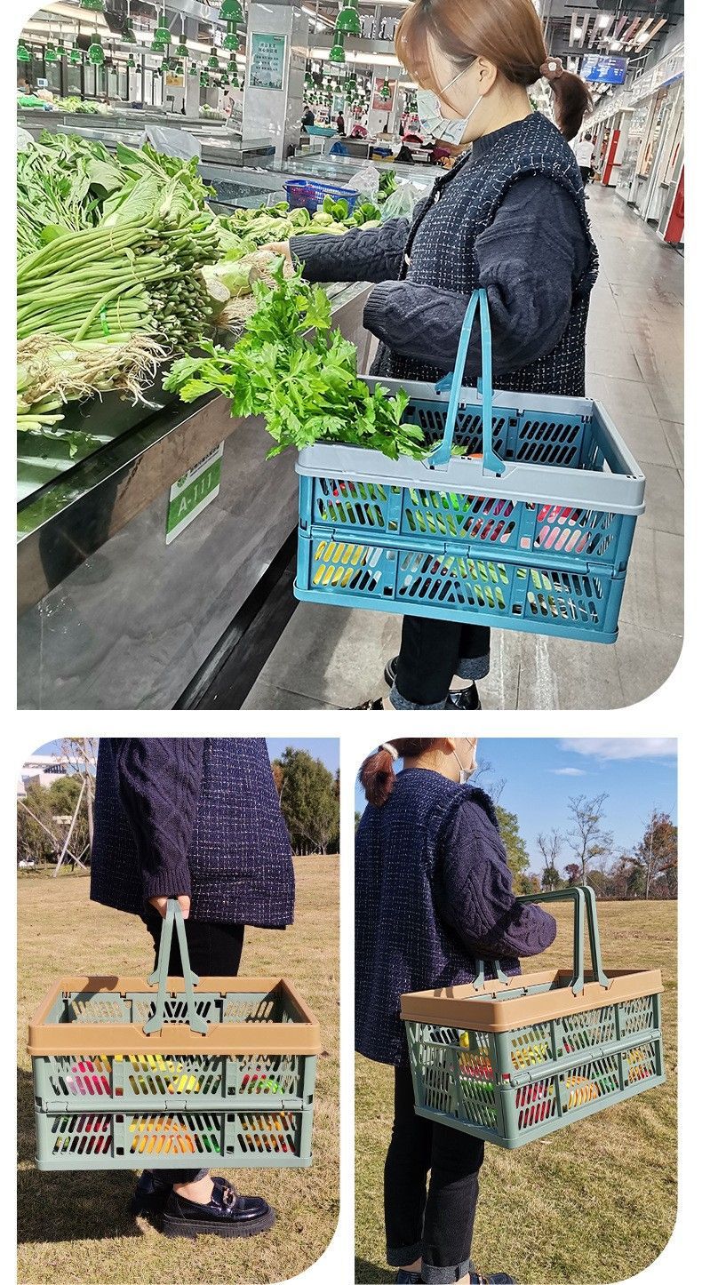Folding picnic basket-Brown with Beige