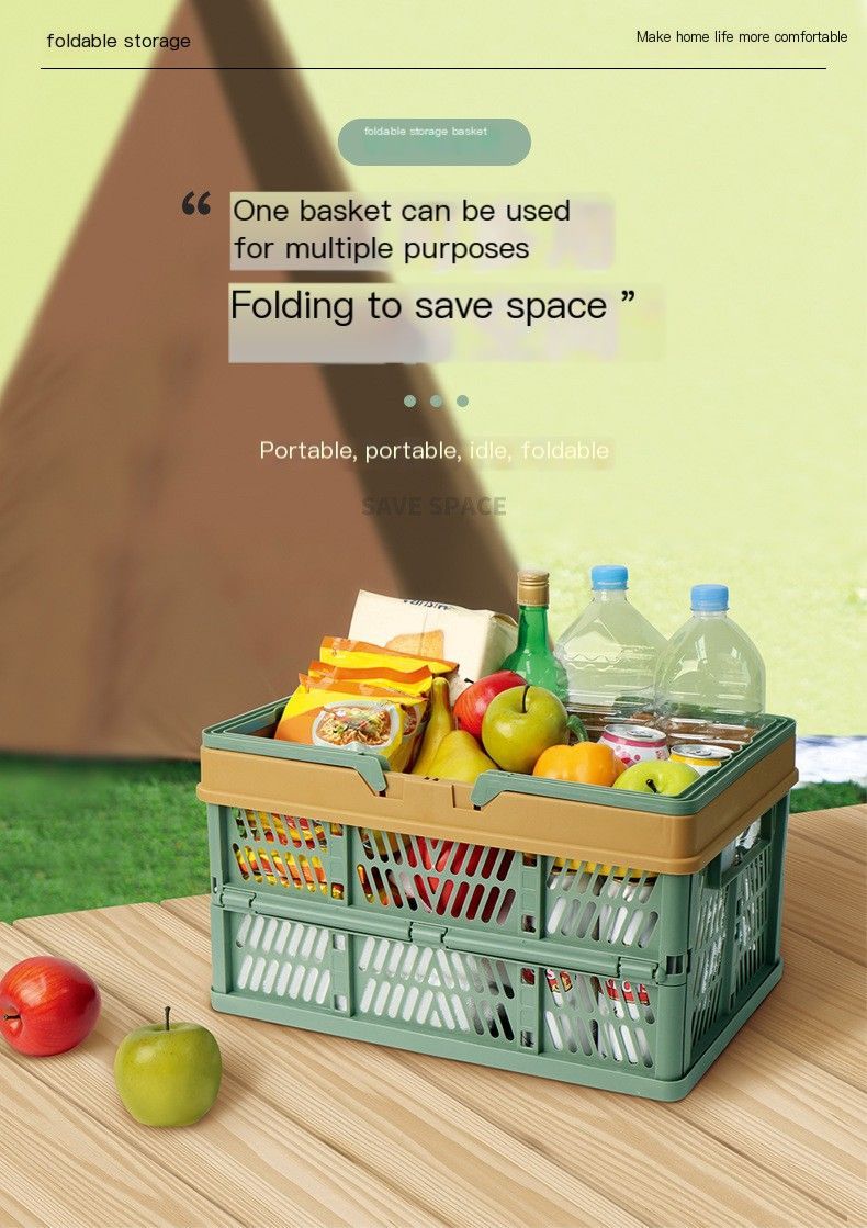 Folding picnic basket-Green with Brown