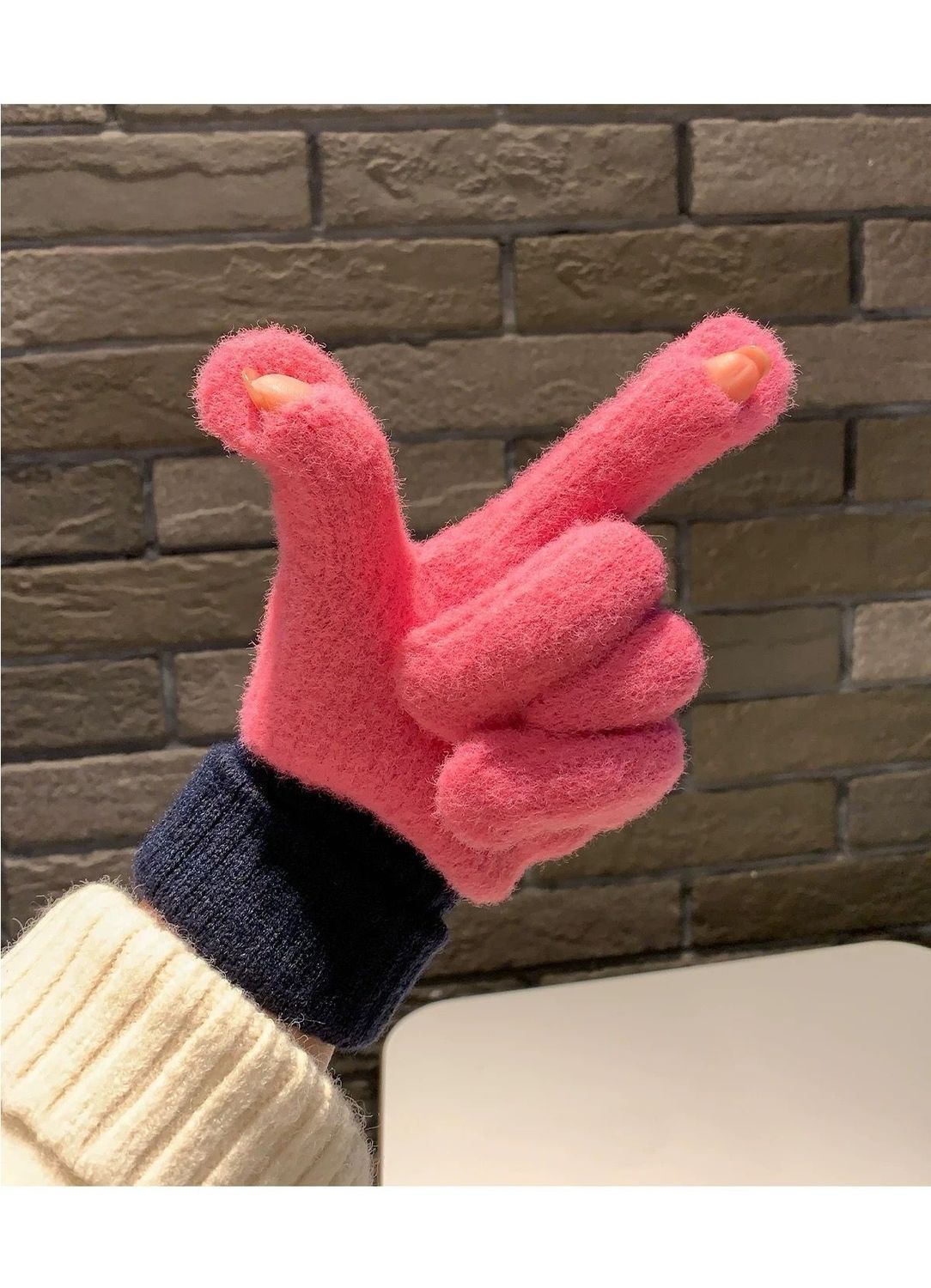 Knit Gloves Pink