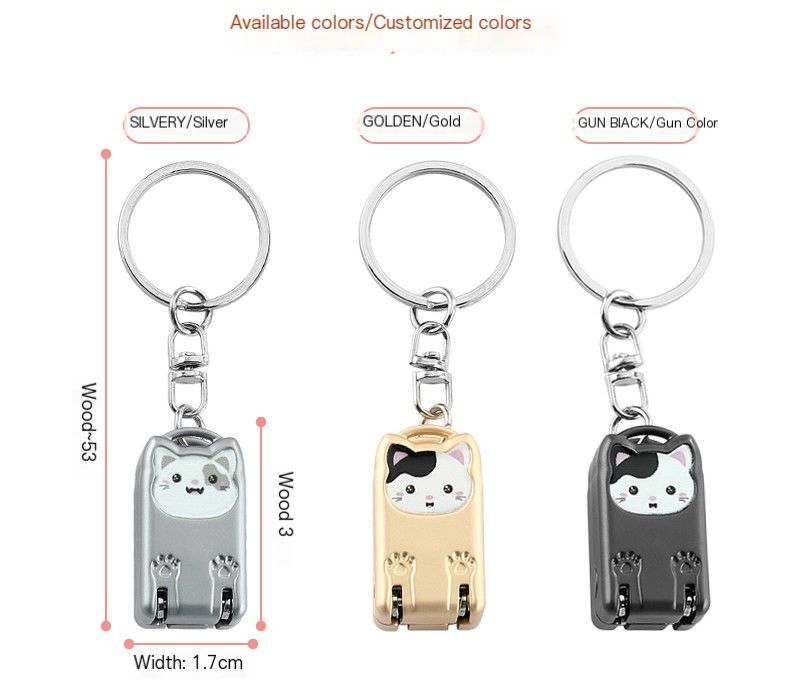 So he carried folding nail clippers-Gold Mini cat and Keychain