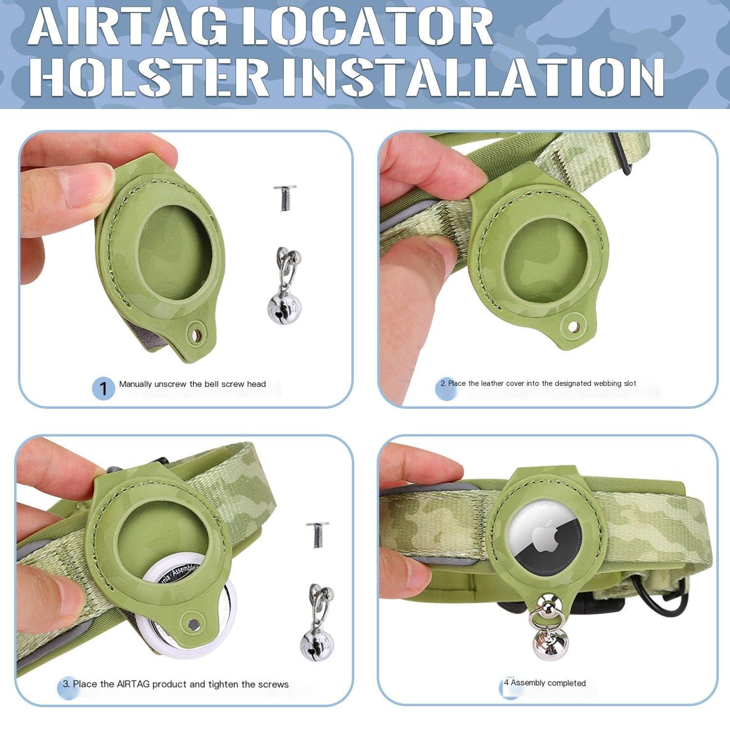 Pet positioning collar-Camo Green 1Pair1-L-without locator