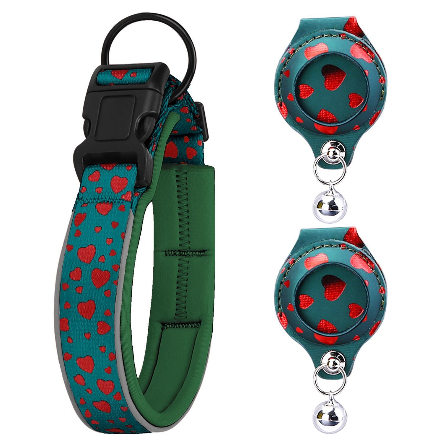Pet positioning collar-Heart Green 1Pair2-L-without locator