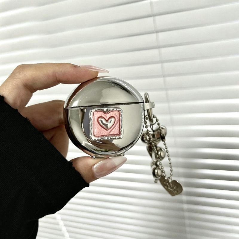 Pink Double Heart Electroplated Case + 3 Heart Charms AirPods 3
