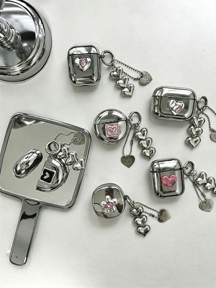 Pink Double Heart Electroplated Case + 3 Heart Charms AirPods Pro 2