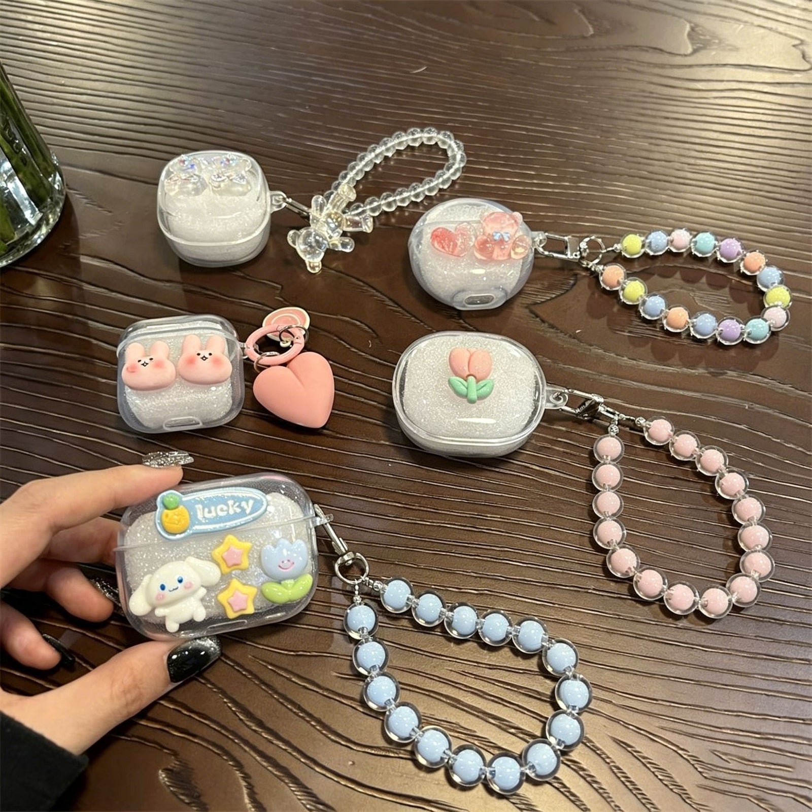 Rabbit Clear Case + Pink Heart Keychain