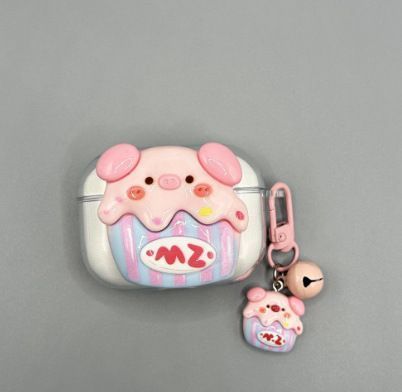 Strawberry Hat Pig Bluetooth Earphone Case + pendant AirPods 1/2